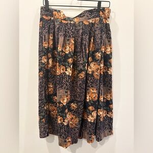 Kathie Lee Collection Black Floral Midi Skirt with Orange Roses